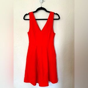 Anthropologie Maeve Orange Textured Double V Cutout Knit Fit & Flare Dress - 6